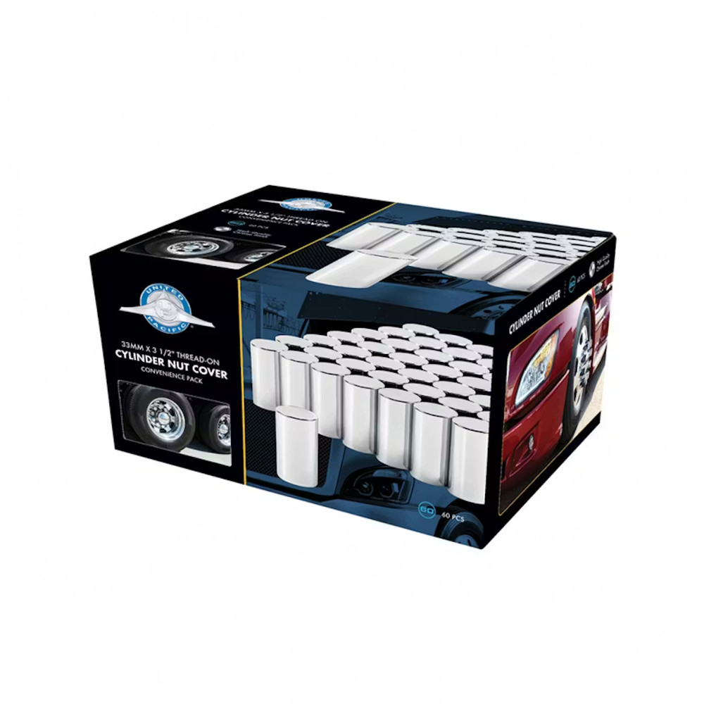 Chrome Plastic 33mm Cylinder Nut Cover 60 Pack