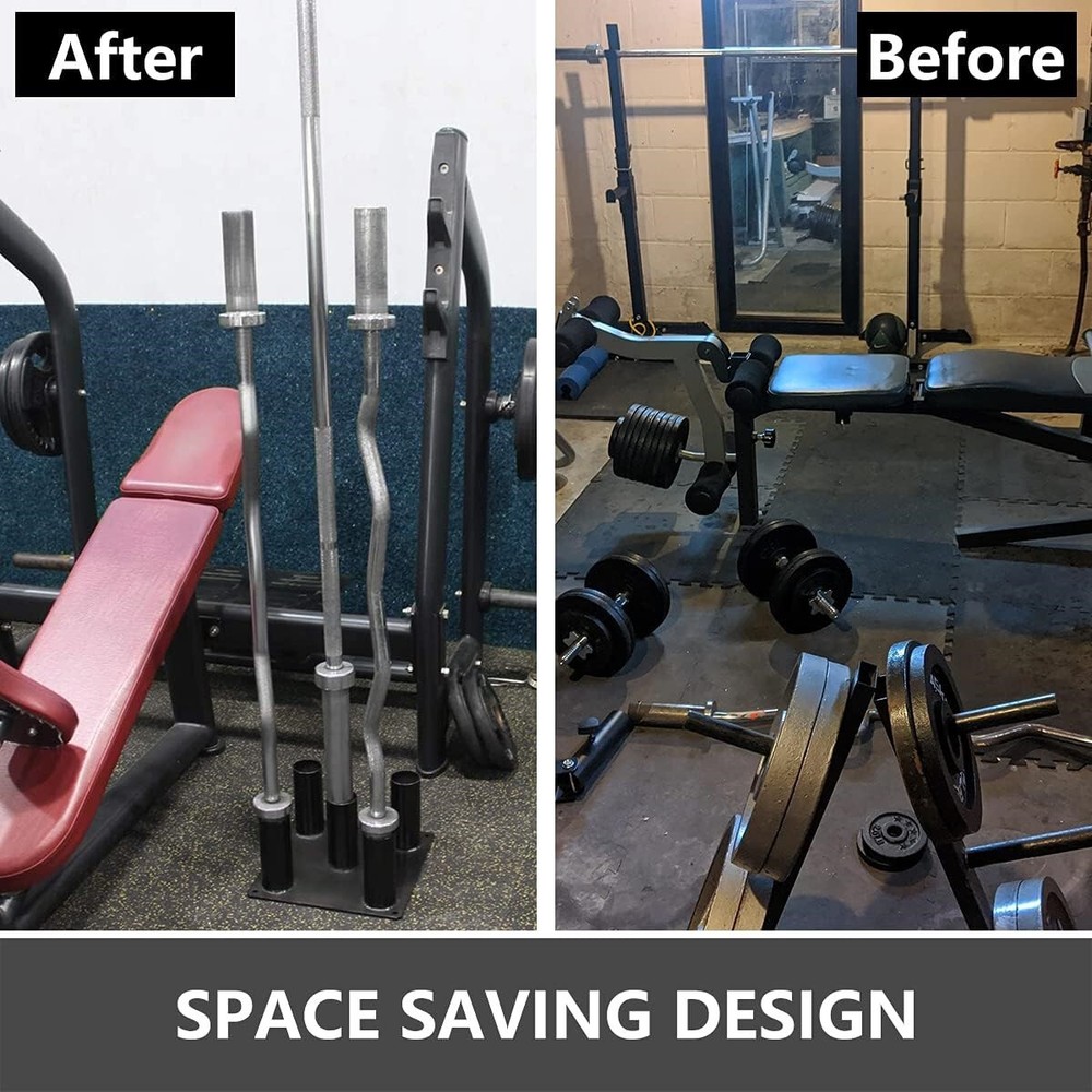 Vertical Barbell Rack Holder Storage Frame Stand for Olympic Hex Trap Curl Bars
