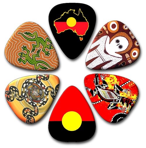 6 ABORIGINAL ~ Guitar Picks ~ Plectrums,  Genuine Celluloid Guitar Picks
