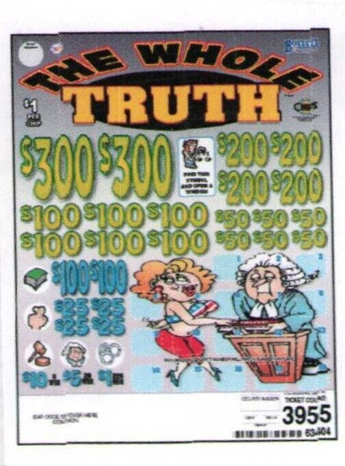 Pull Tab Tickets - Chips - Game - Pick Board - The Whole Truth - 3,955 ct