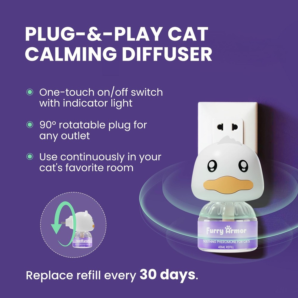 Cat Calming Pheromone Diffuser Starter Kit for Multi-Cat Plug-in + 2 Refills