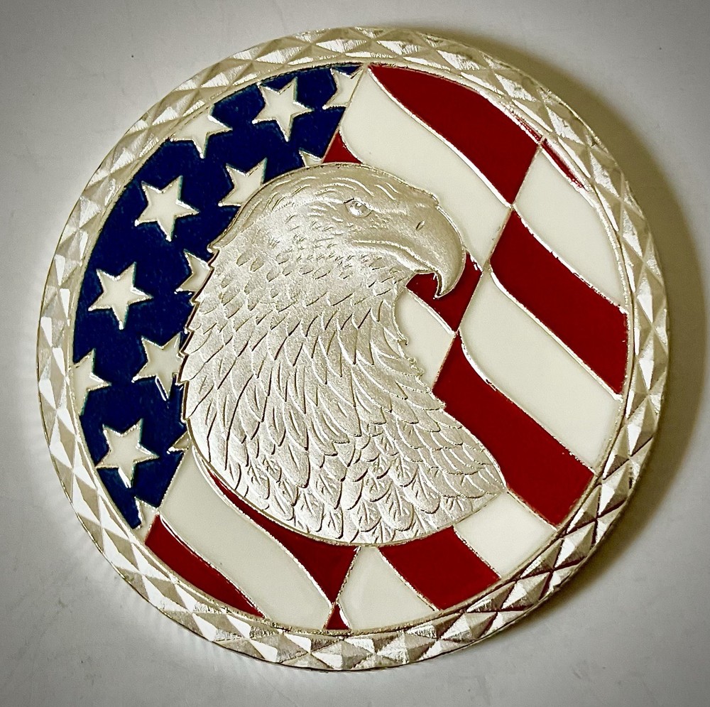 Air Force Veterans Challenge Coin-Silver Colored-3D-Eagle-Flag-New