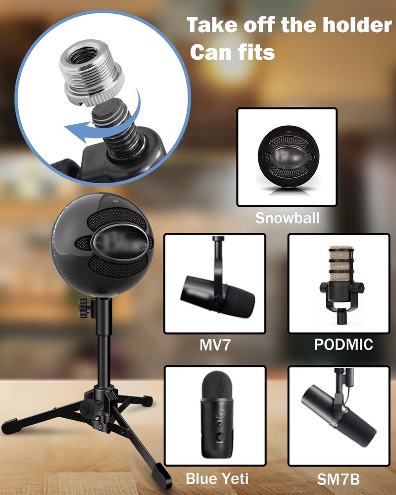 Mictop 2 Pack Desktop Mic Stand, Portable Foldable Tripod with 2 Pack, Blue