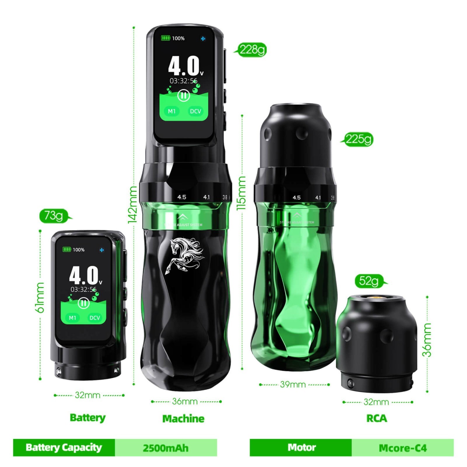 Fold Pro Year of the Horse Edition Wireless Tattoo Pen Machine 2.5-4.5mm 7 Adjus