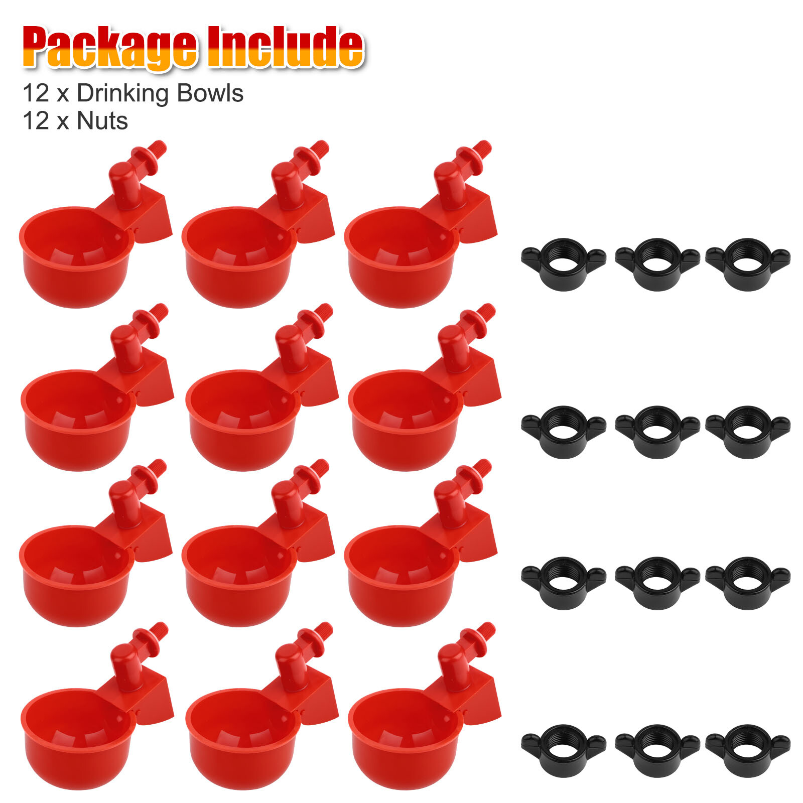 12PCS Chicken Automatic Watering Cups Drinker Waterer for Duck Quail Hen Poultry