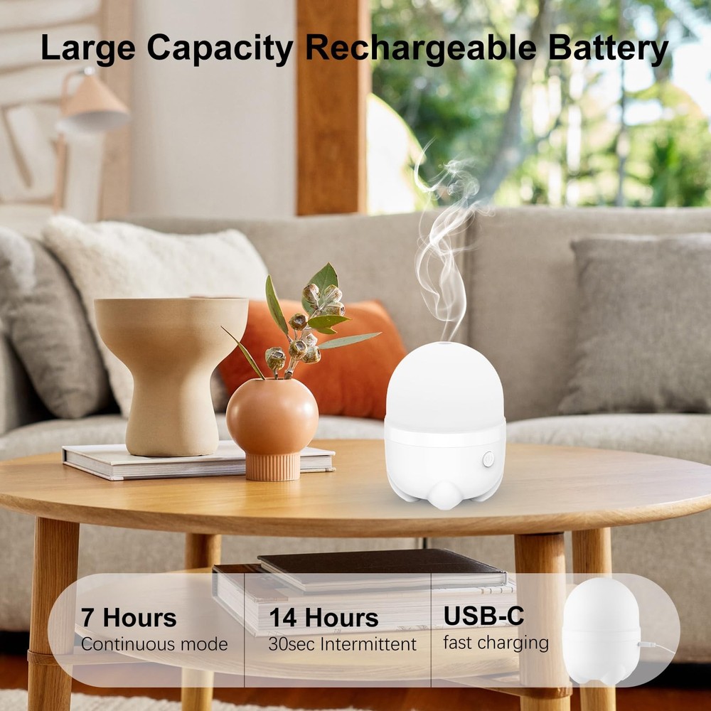 Marchred 150ML Cordless Essential Oil Diffuser, Rechargeable Battery White