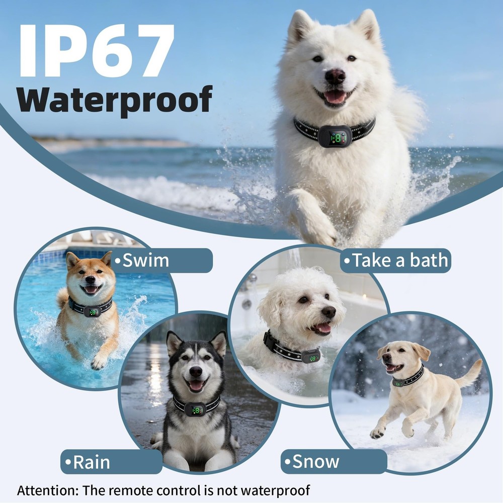 Dog Training Collar -4900Ft Dog Training Collar with Remote,IP67 Waterproof E...