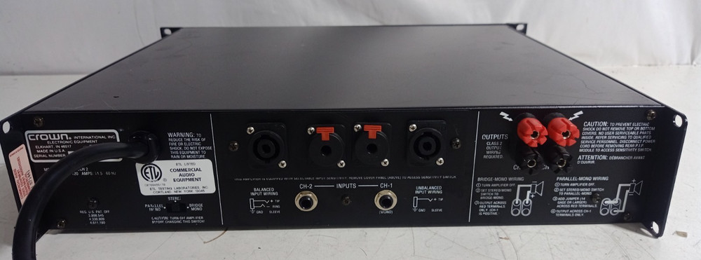Crown Power Tech 2 2-Channel Power Amplifier Rack Mountable - Tested & Working