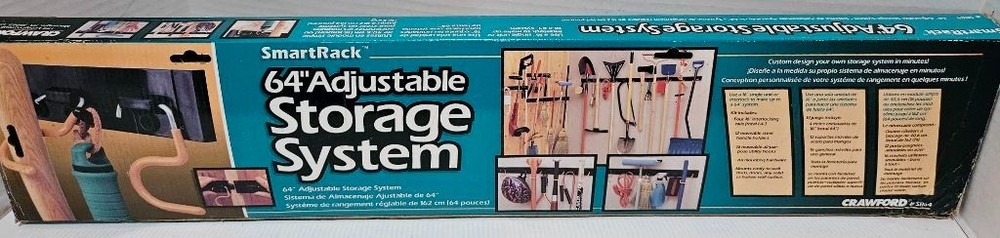 Crawford 64 Inch Adjustable Storage System Model SR64 ~Four Rails & 16 Hooks~NIB