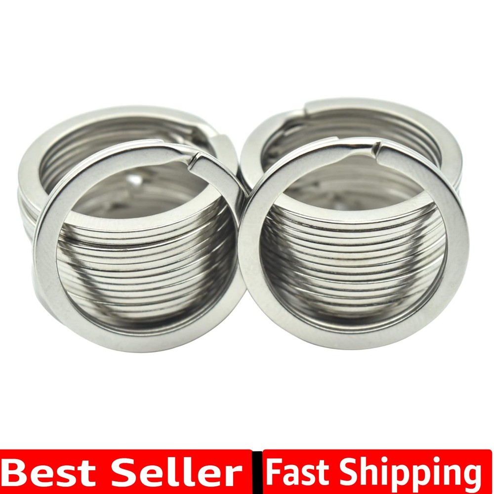 20 Pack Key Ring Keychain 1 Inch 25mm Diameter Metal Flat Split Key Chains Ri...