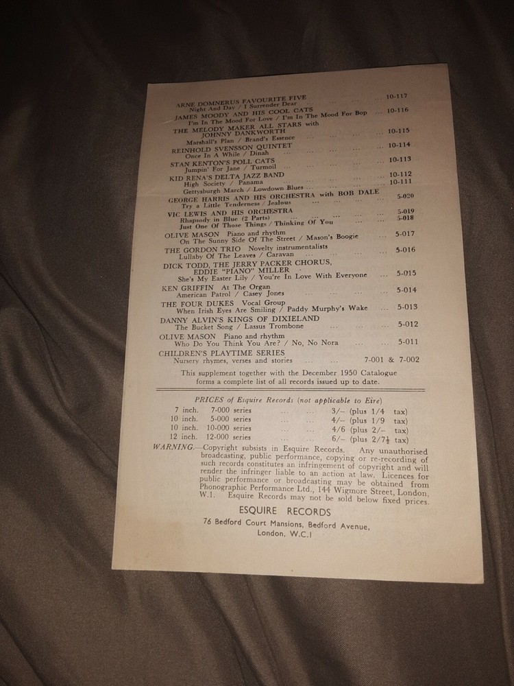 Esquire Records Supplement #26