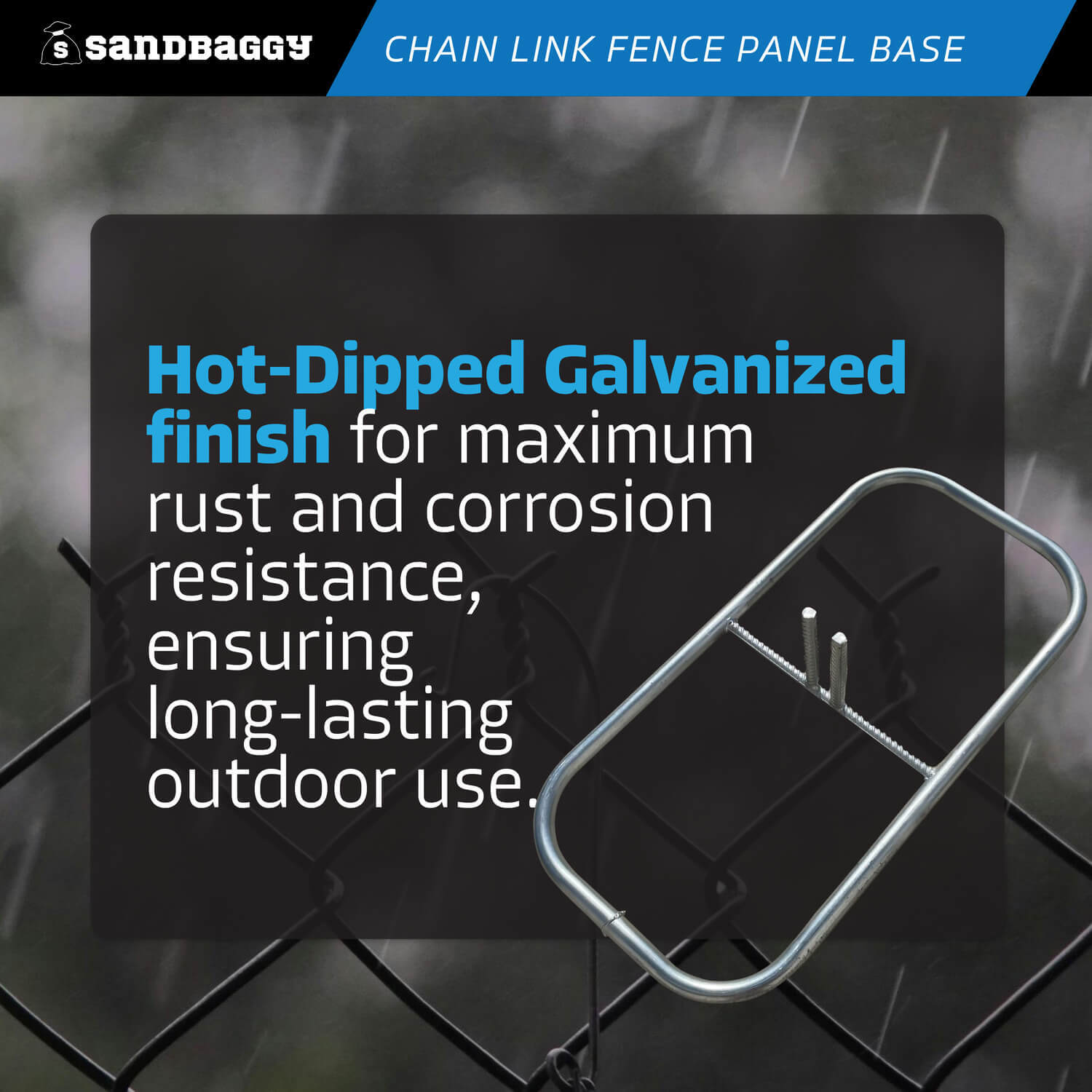 Sandbaggy Chain Link Fence Panel Base (Galvanized) - Temporary Fencing Stands