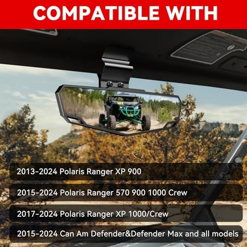 UTV Mirror,Special Process Rearview Mirror Compatible with For Polaris ranger