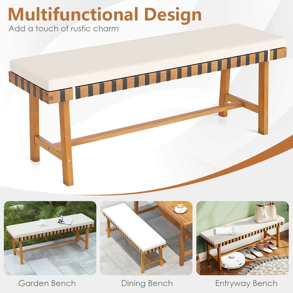 3-Piece Patio Dining Set, Rectangular Table & 2 Benches w/1.97” Umbrella Hole