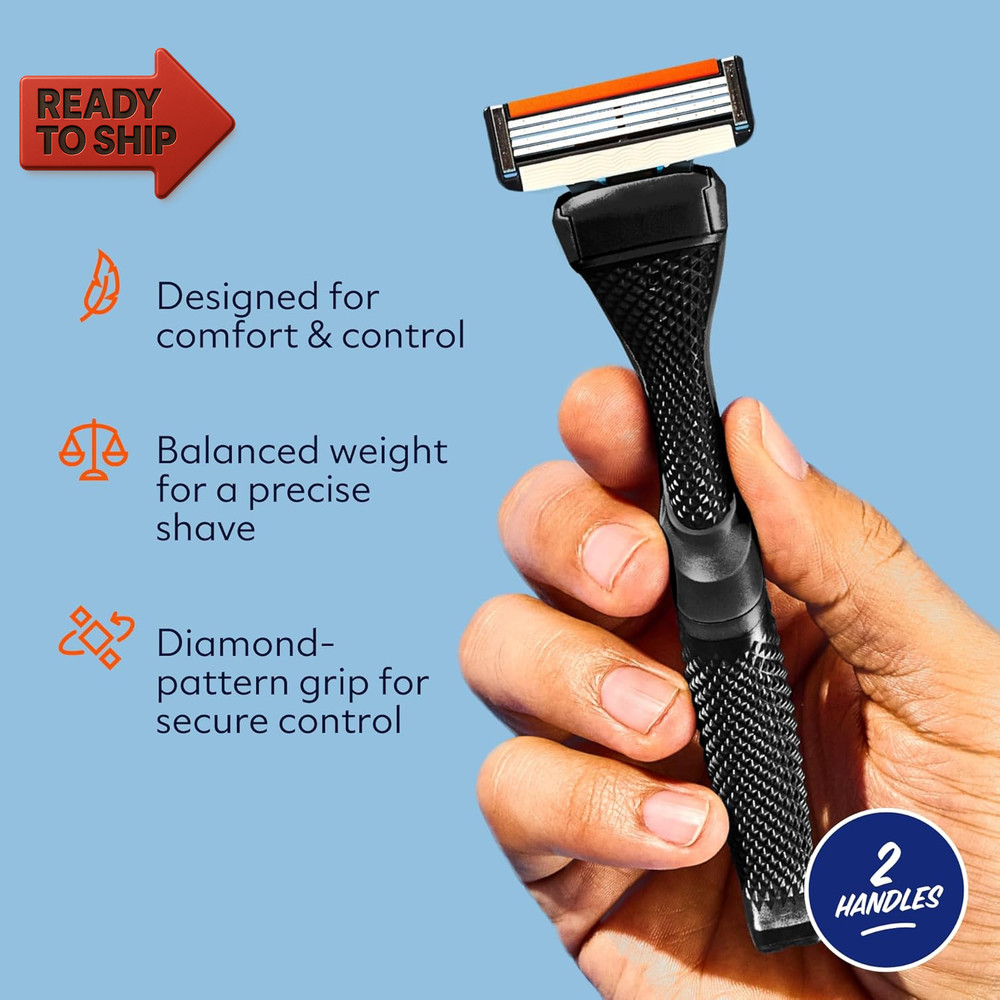 Razor Handle (2 Pack) Black | Replacement Razor Blade Handles