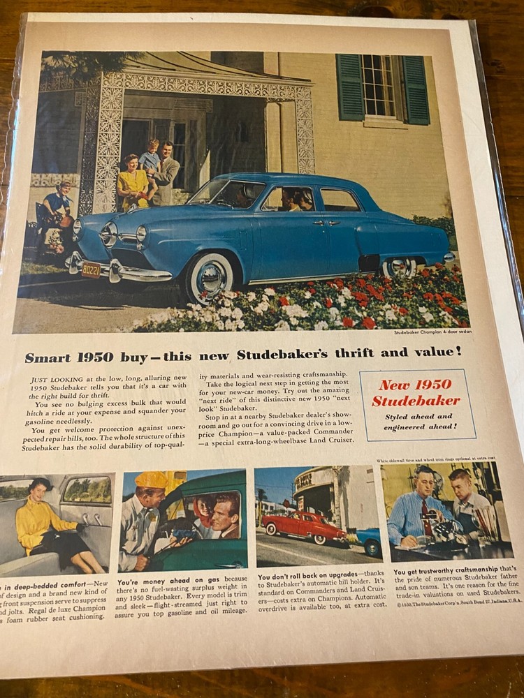 Vintage 1950 Studebaker Thrift & Value Car Auto ad