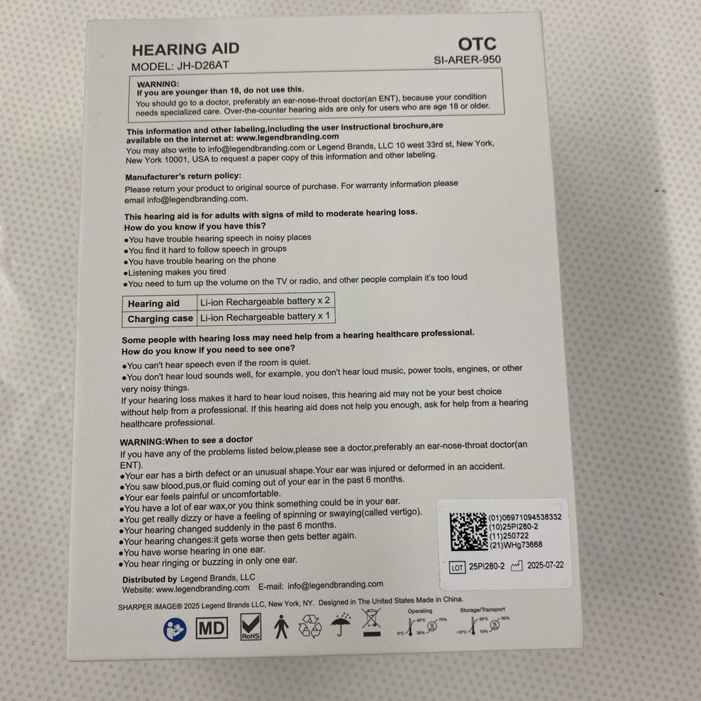 Sharper Image Smart OTC Hearing AIDS New