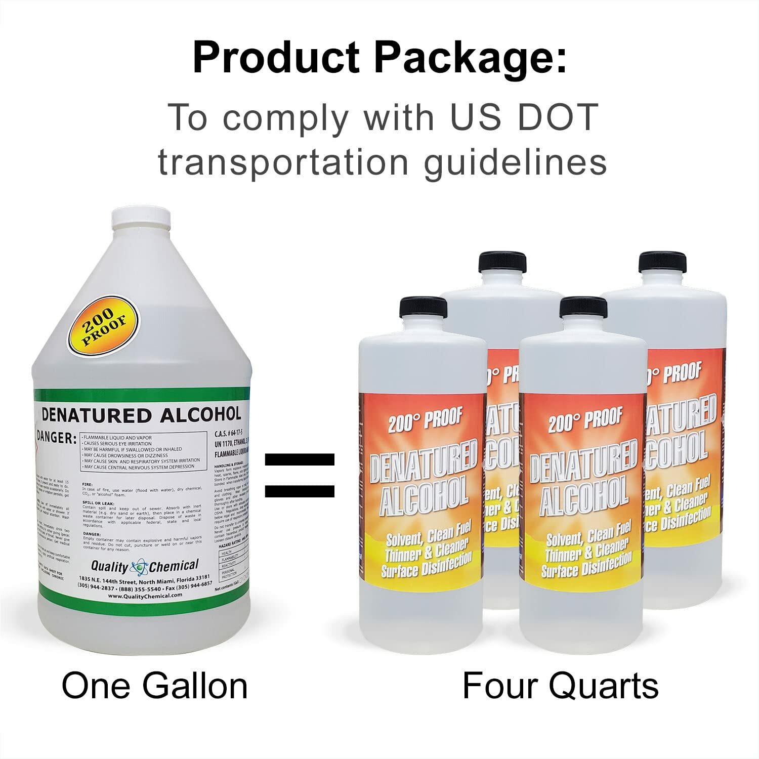 Denatured Alcohol (Ethanol) 200 proof / 4 Gallon Case