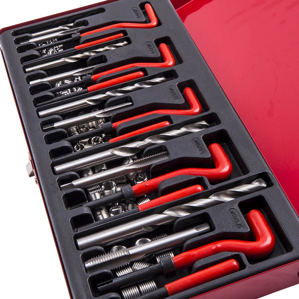 WIRE THREAD INSERT KIT M5-M12 WITH DRILL BITS TAPS TOOLS CASE 131PCS