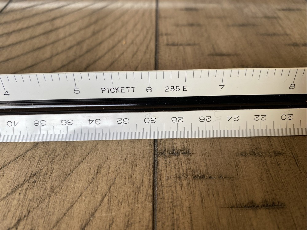 Vintage Pickett 235 Engineers Scale Plastic Triangle Ruler w/Case