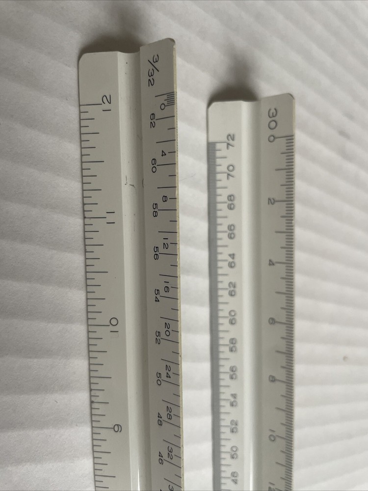 H 2 Pack Architectural Scale Ruler, 12" Triangular Architect Scale Engraf