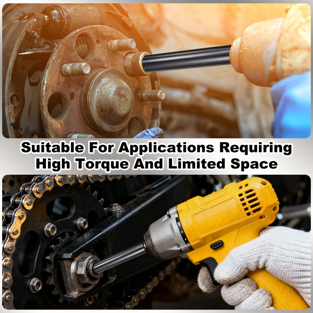 3pcs 6-Point Slotted Deep Impact Socket 1/2" Drive 24mm Socket 7.6" Long