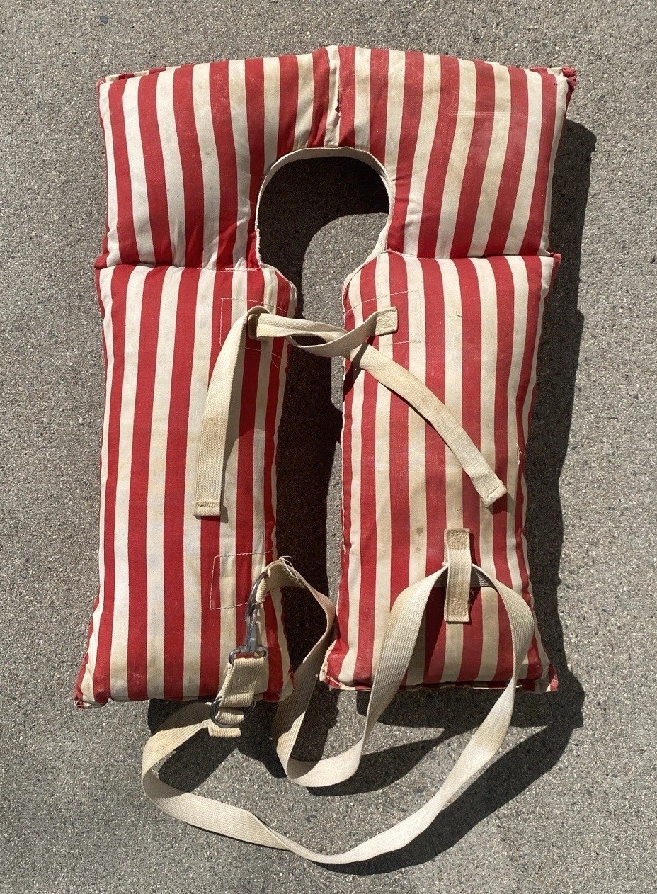 Vintage 1930s Life Vest Red White Striped Type 1 Candy Cane Rare 30s Preserver