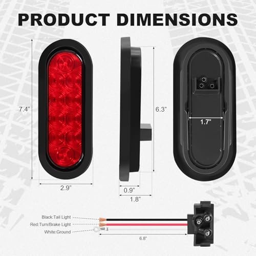 Magnetic Wireless Trailer Lights, Rechargeable LED Trailer Light for Black