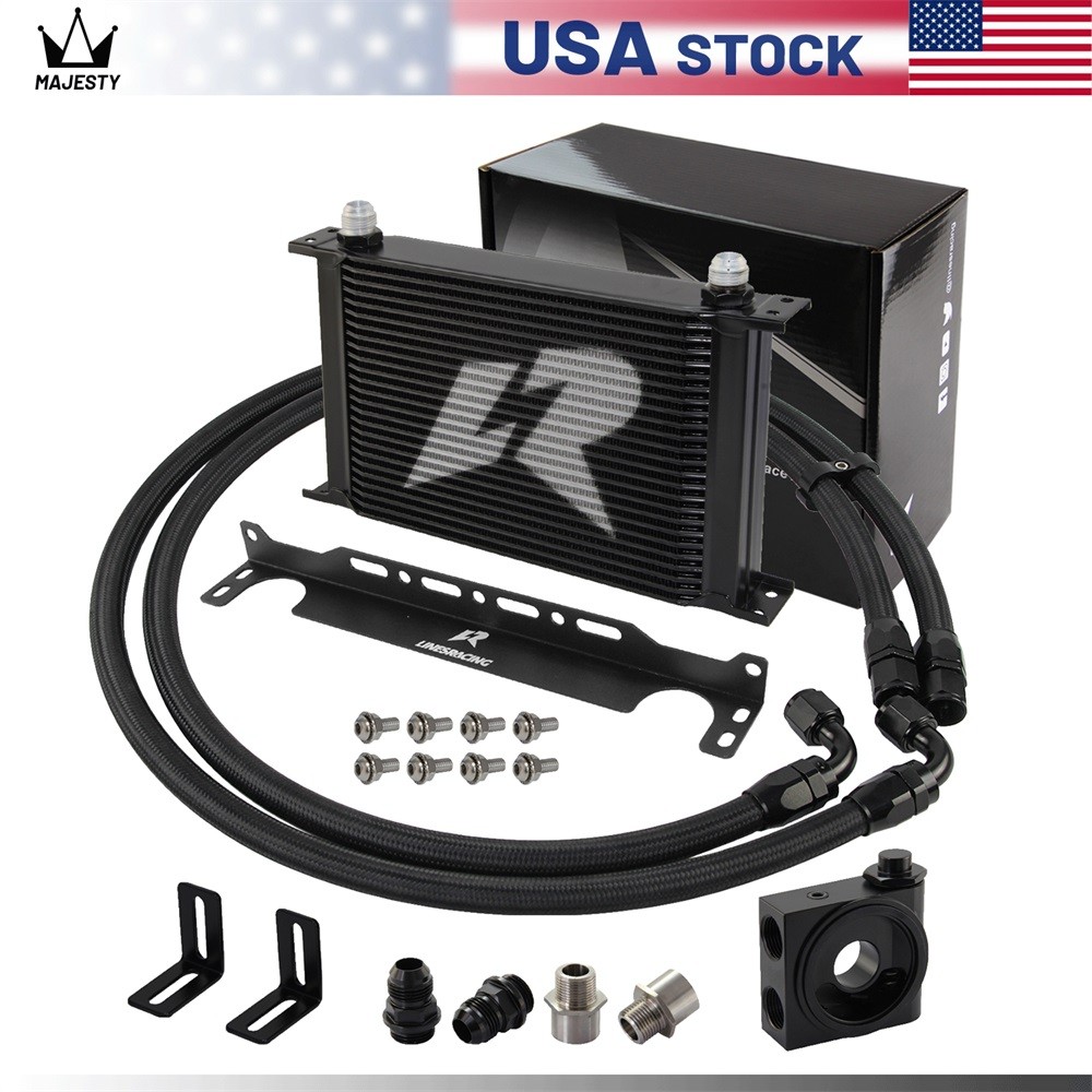 LR AN10 25 Row Oil Cooler Kit+73 Degree Thermostat Sandwich Plate kit Black