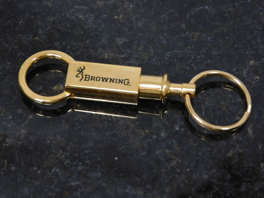 Browning Key Ring Gold Tone Buckmark Logo