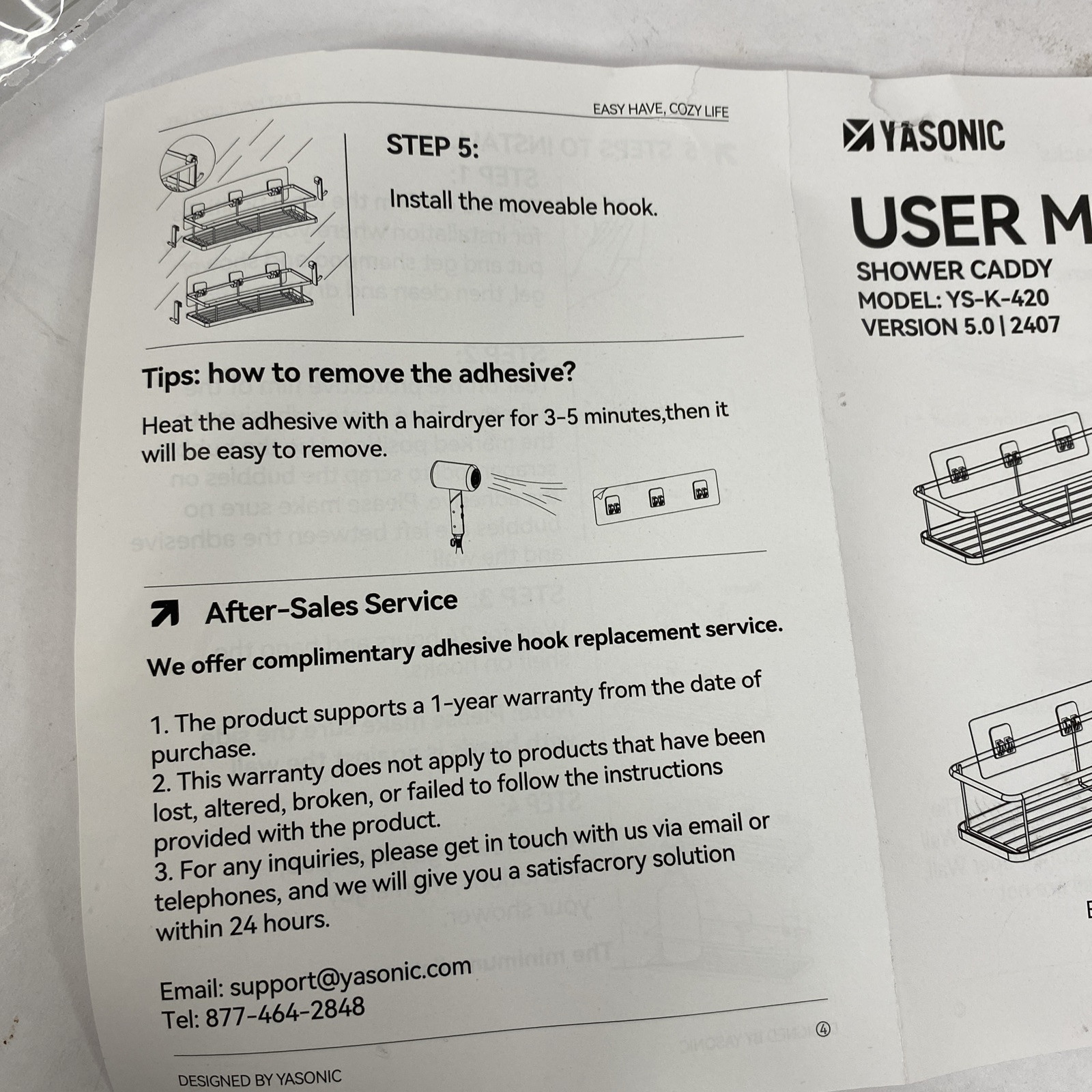 5 Pack Black Shower Caddy No Drill, Bathroom Organizers Removable Hooks - New