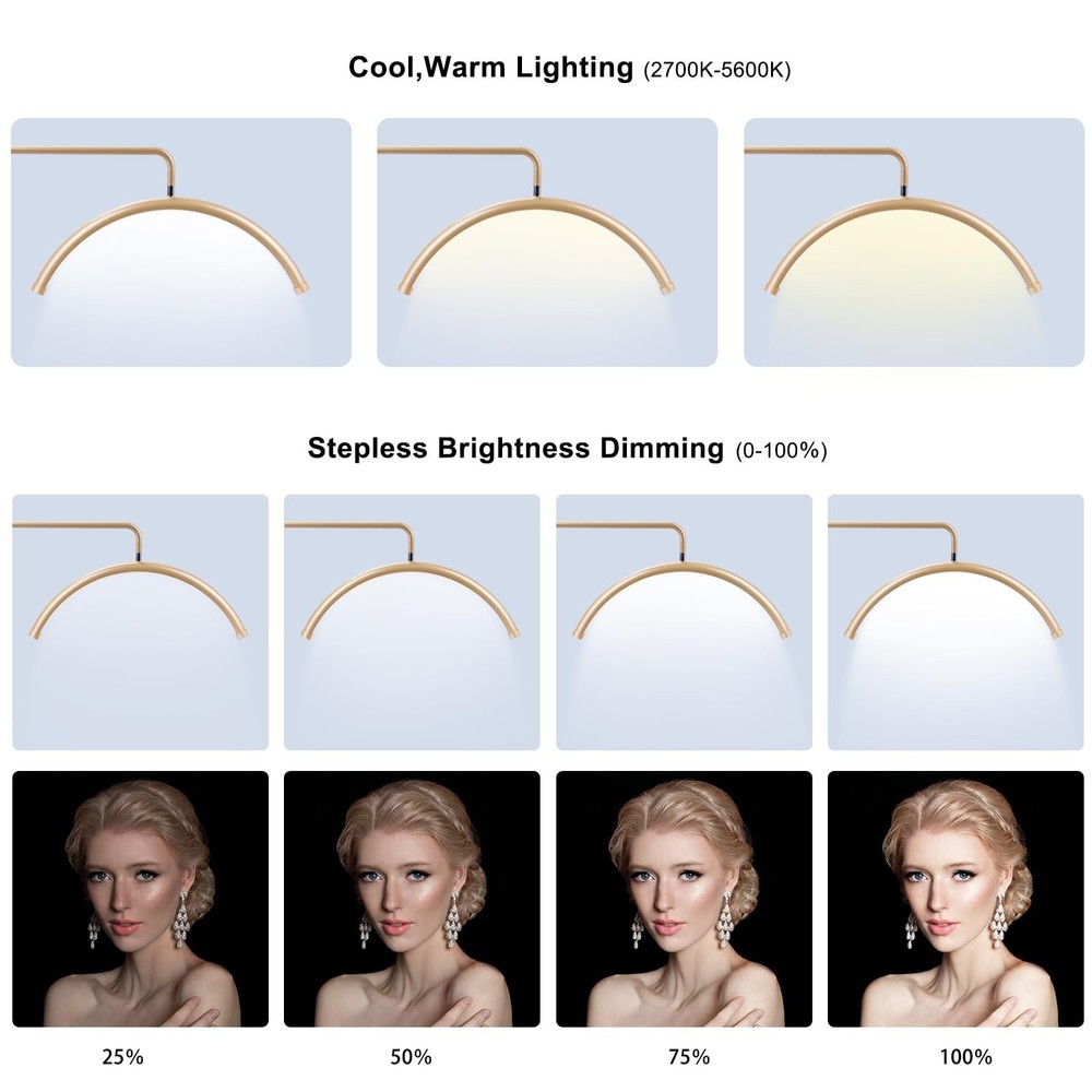 Half Moon Lash Light for Eyelash Extensions & Estheticians, Dimmable LED Lash...