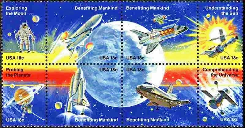 #1912-1919 -18¢ Space Achievement 1981 SeTenant Block Mint Never Hinged