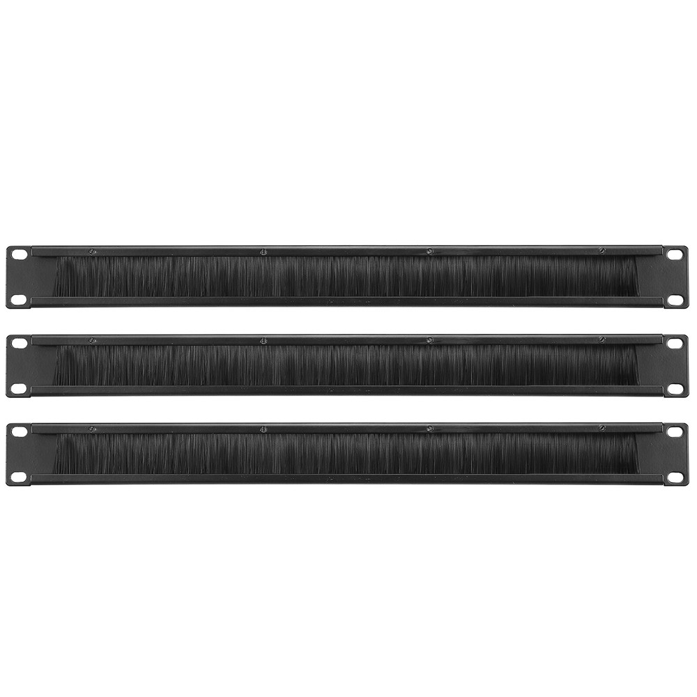 3PCS Brush Cable Manager 1U Horizontal Rack Mount Cable Management Strip Panel