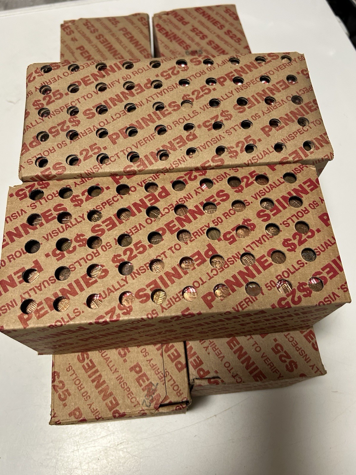 Mixed Unsearched Circulated Lincoln Pennies-50 Bank Rolls,1 BOX.