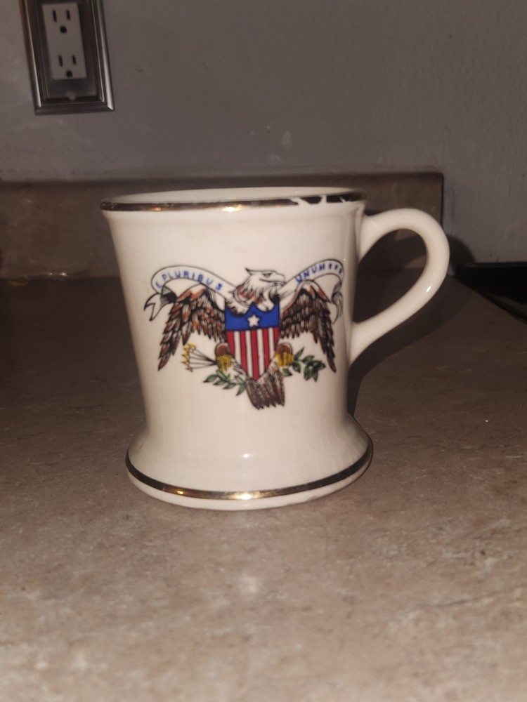 WW II Shaving Mug E Pluribus Unum Eagle United States