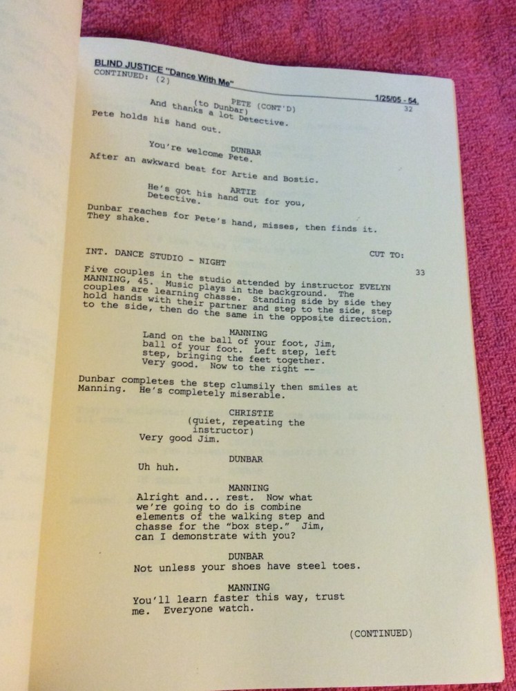 ORIGINAL SCRIPT BLIND JUSTICE DANCE WITH ME STEVEN BOCHCO RON ELDARD NICHOLS