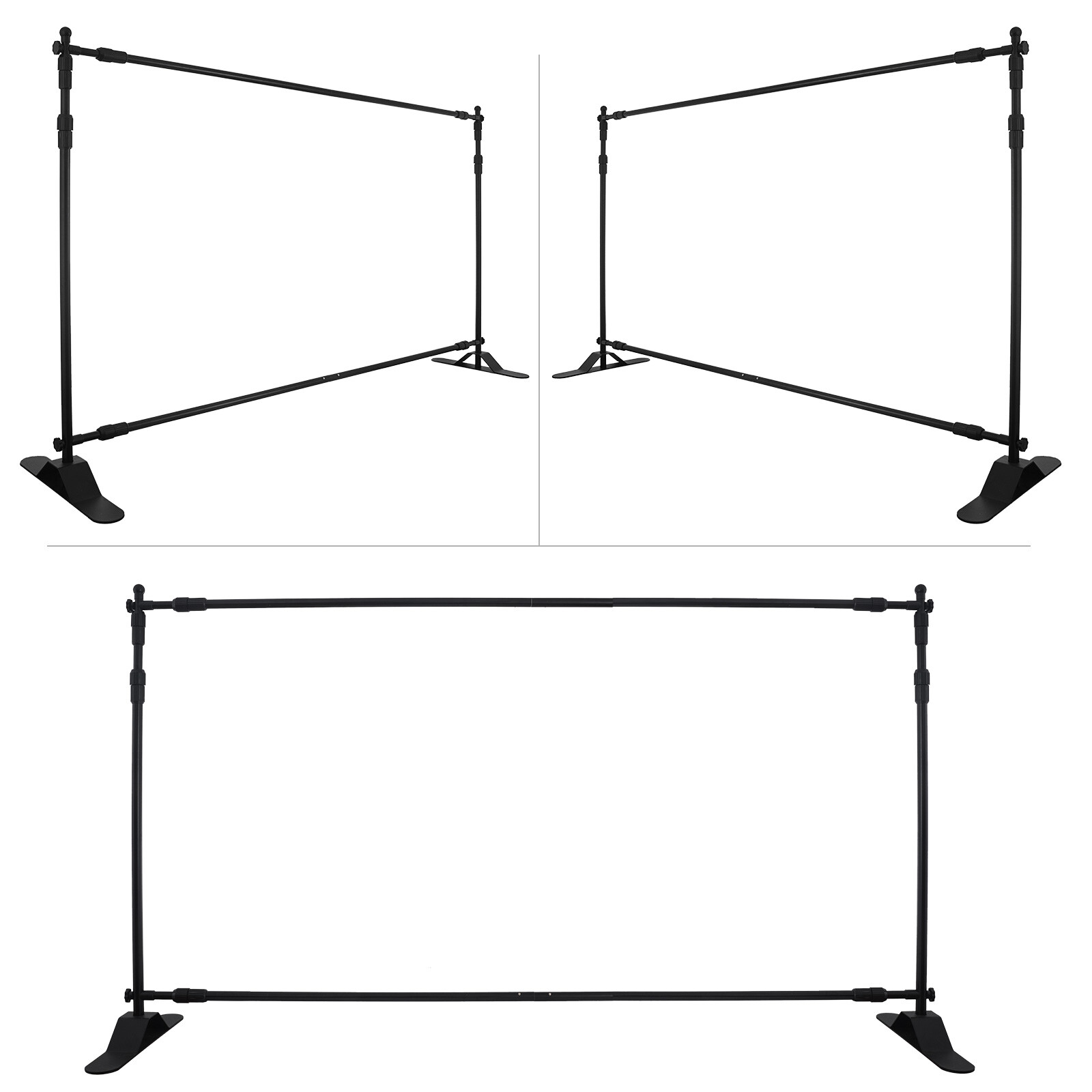 8 x 10Ft Banner Stand Heavy-Duty Step and Repeat Backdrop Telescopic Adjustable