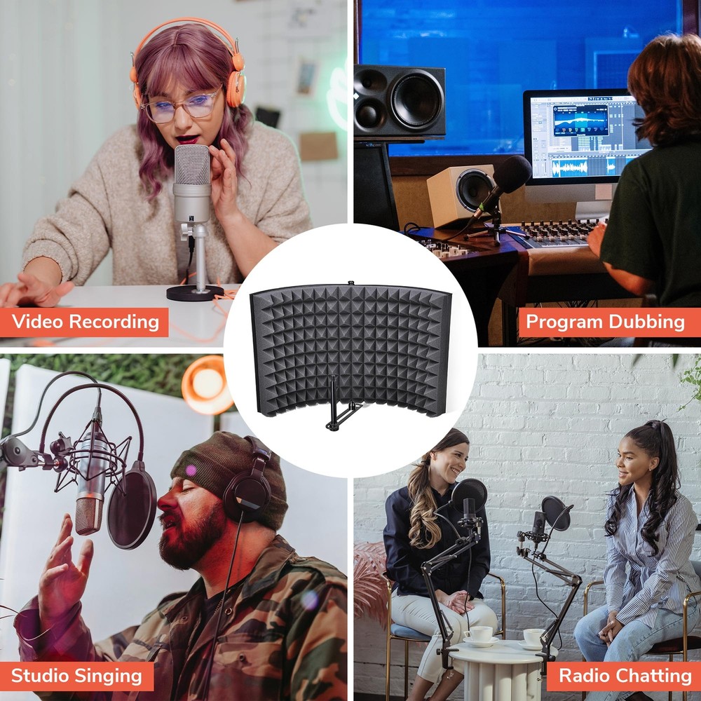 Microphone Isolation Shield Sound Absorber Foam Panel Studio Live Game