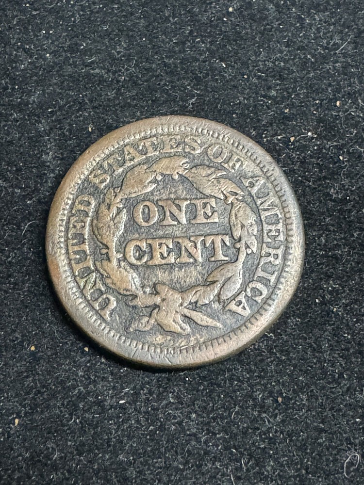 1845 Large Cent, Braided Hair Type, 99c Shipping