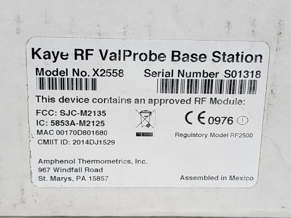 NEW SEALED Kaye X2558 RF ValProbe Sensor Base Station