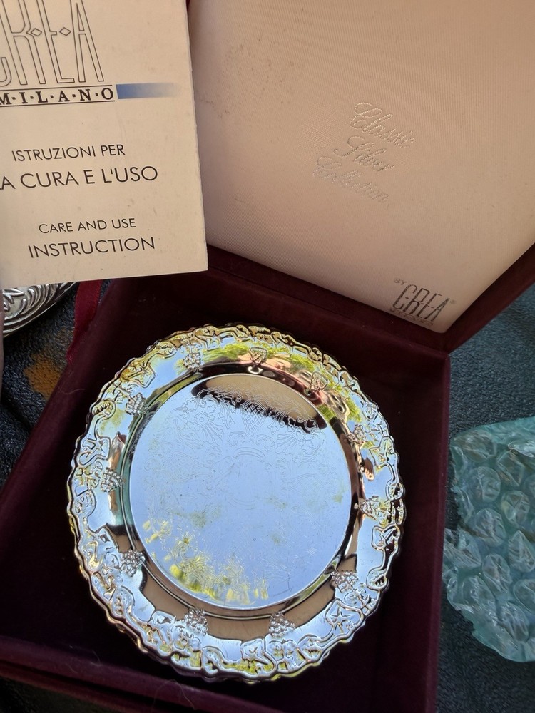 CREA Milano Silverplate Dish/Coaster with Box and Instructions