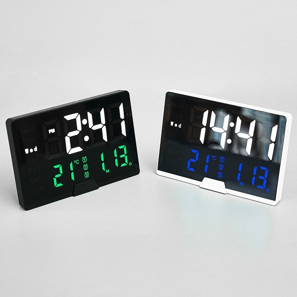 Large Digit LED Alarm Clock Temperature Date Weekday Calendar Backlight White