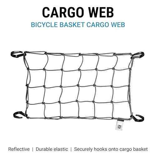 Cargo Web - Reflective Cargo Netting for Bike Storage, Expandable Bungee Black