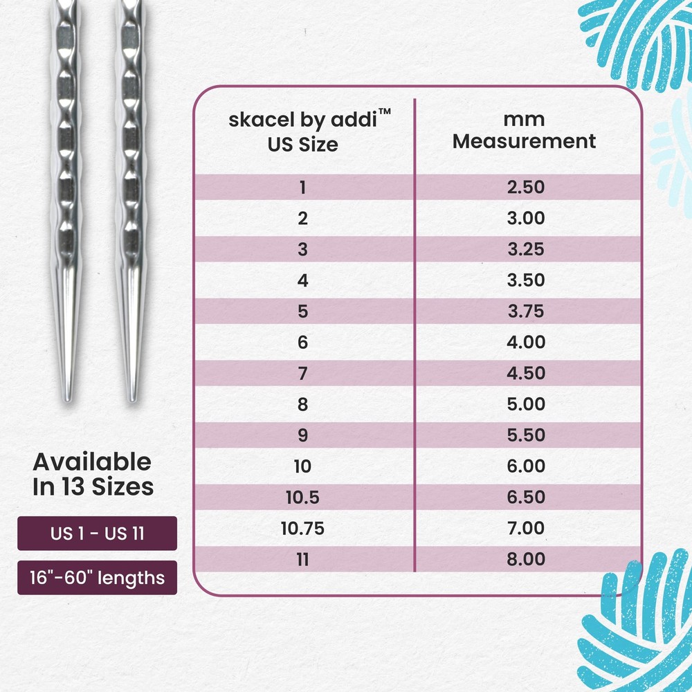 skacel by addi Rocket 2 (Squared) Circular Knitting Needles, Fixed 60 Inch (150