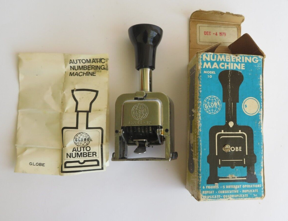 Vintage Globe Automatic Numbering Machine Model 10