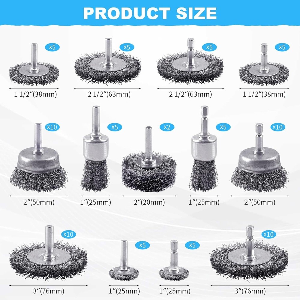 82pc Carbon Steel Drill Brush Kit - Rust, Corrosion, Surface Prep