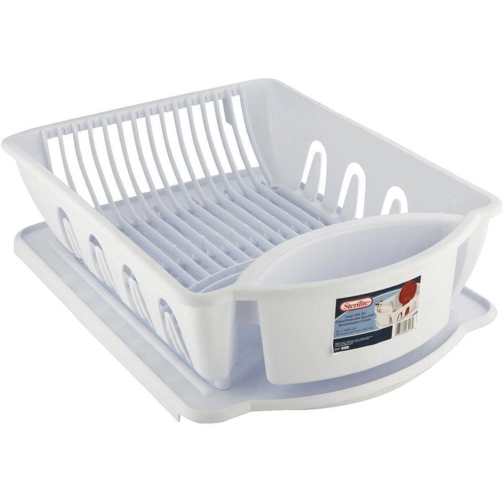 Sterilite 2Pc White Dish Drainer