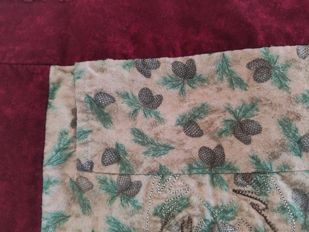 Lodge Woods Moose Bear Eagle Applique Patchwork Throw Quilt Wall Hanging 47x58"