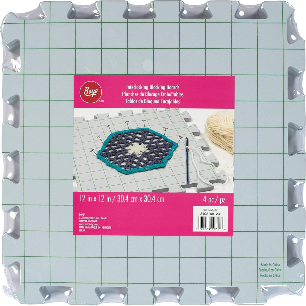 Interlocking Needlepoint, Knitting, and Crochet Blocking Boards, 12'' W X 12'' L
